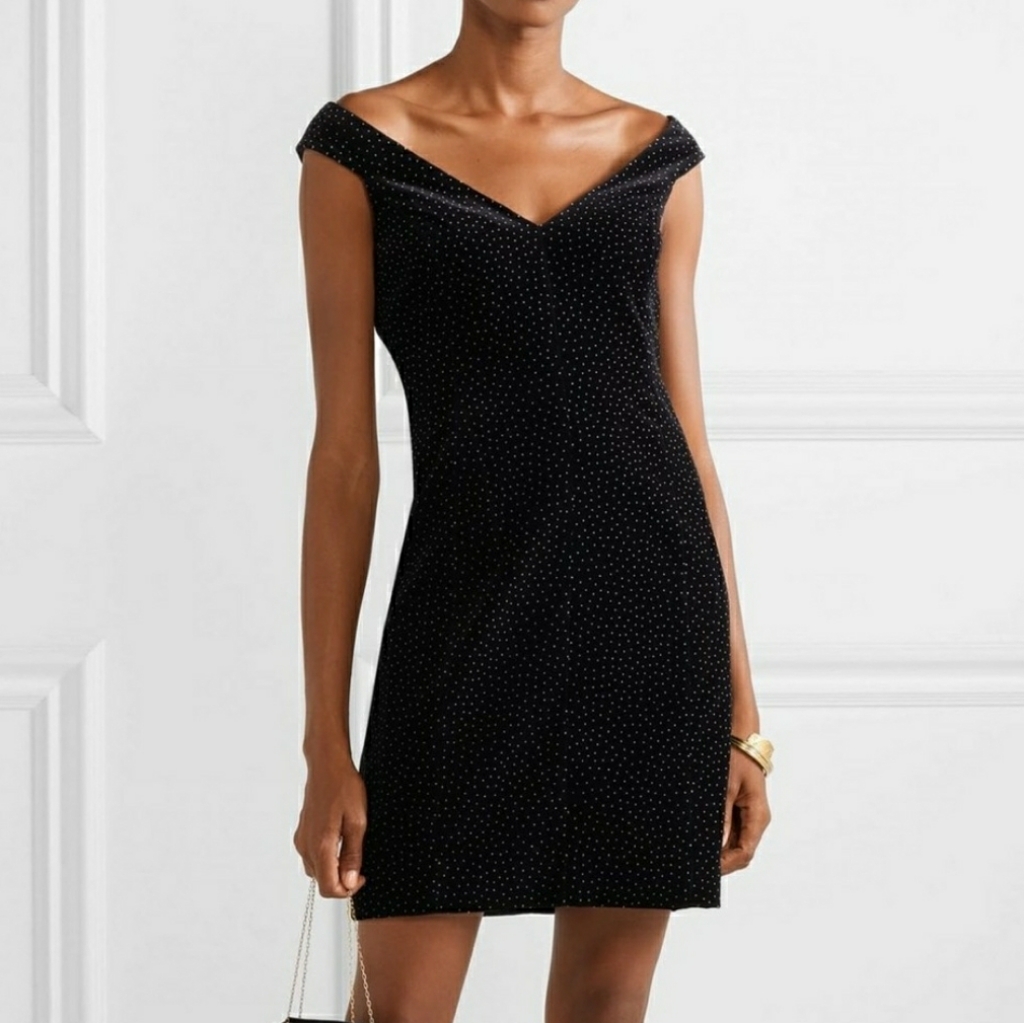 Theory Off Shoulder Velvet Mini Dress